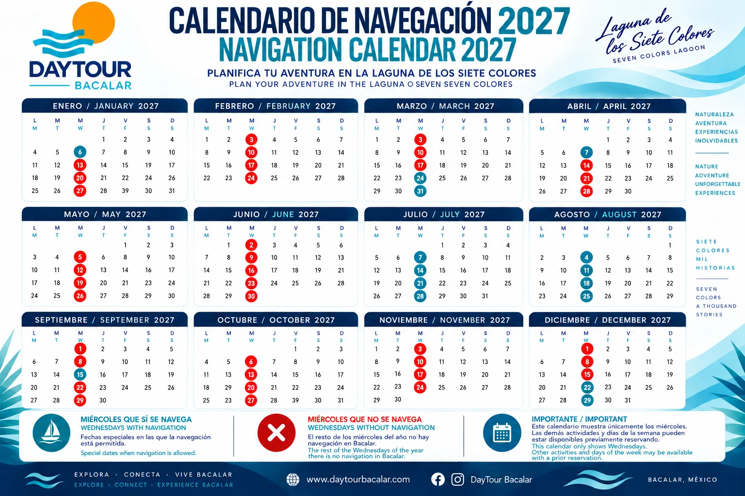 Bacalar navigation calendar 2027